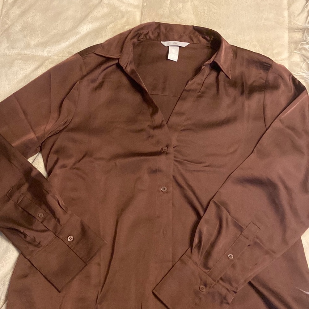 H&M Oversize Silk Button Up Blouse